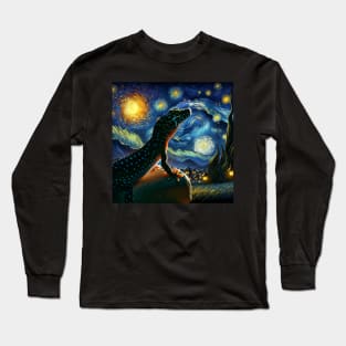 Starry Night Show Your Love for Leopard Geckos with Fashionable Tees Long Sleeve T-Shirt